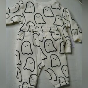 Ghost Print Kids Matching Set - Cream